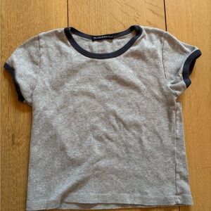 Brandy Melville Gray Tee with Navy Accents